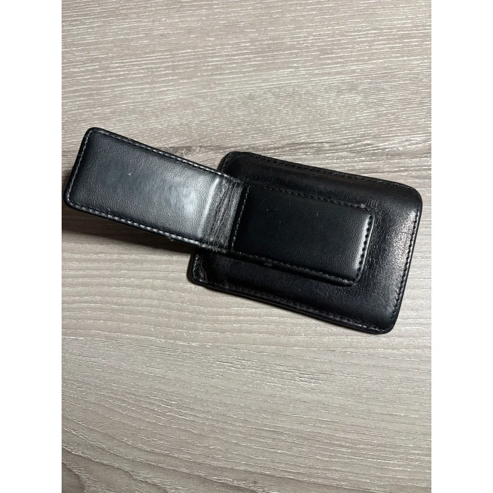 Bosca Mens Black Leather Magnetic Money Clip Card Case Wallet Slim Minimalist